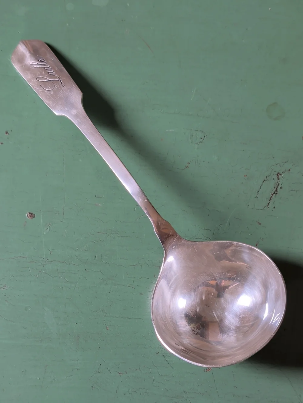 Pottery Barn Antique Silver Plated Serving Ladle Fiddle Pattern Handle